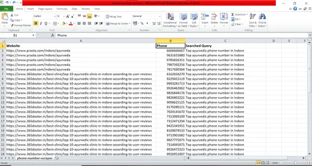 Phone Scraper Result